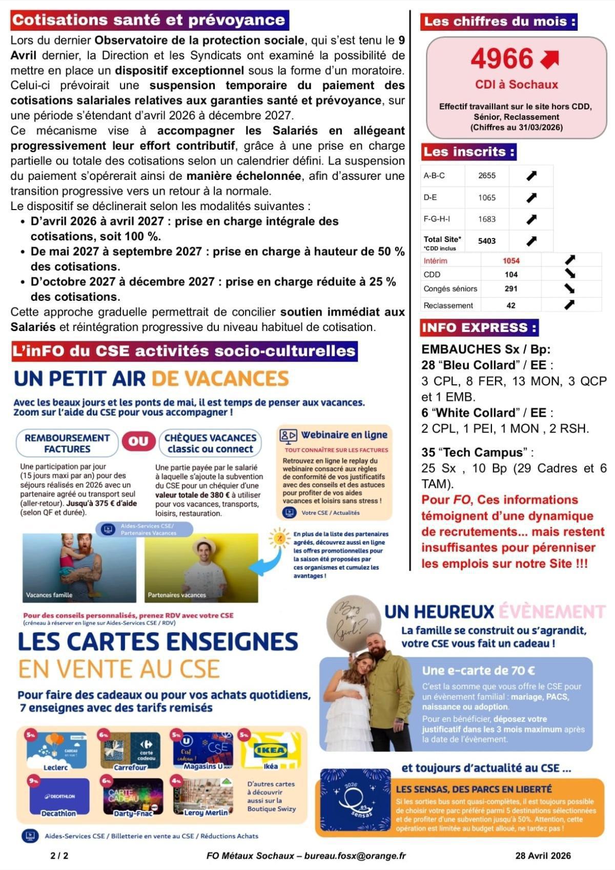 SX/BP: ...Tract CSE Ordinaire du mois d'avril 