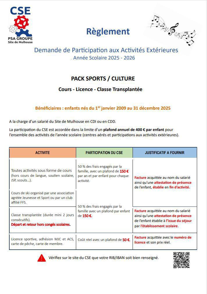 MU: DEMANDE DE PARTICIPATION AUX ACTIVITES EXTERIEURES 2025/2026