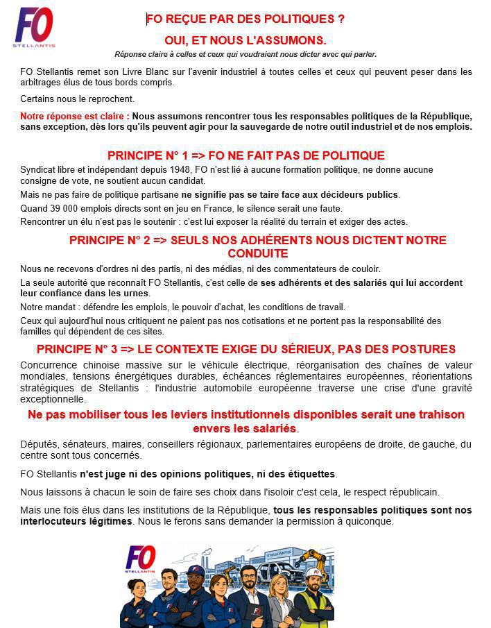FO REÇUE PAR DES POLITIQUES ? OUI, ET NOUS L'ASSUMONS.