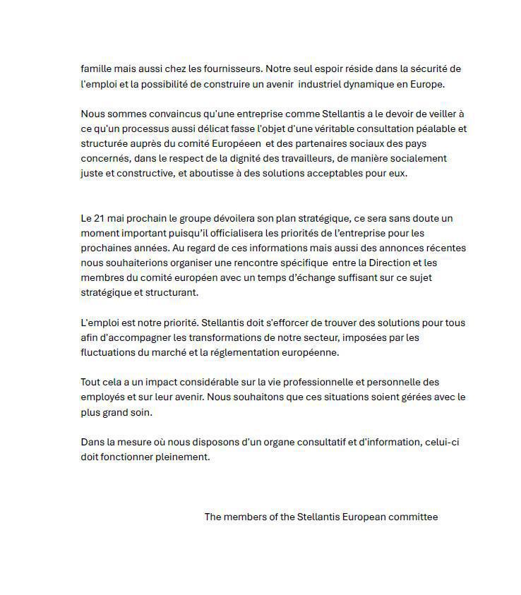 COMITE DE GROUPE EUROPEEN INQUIETUDE AUTOUR DES DIFFERENTES ANNONCES