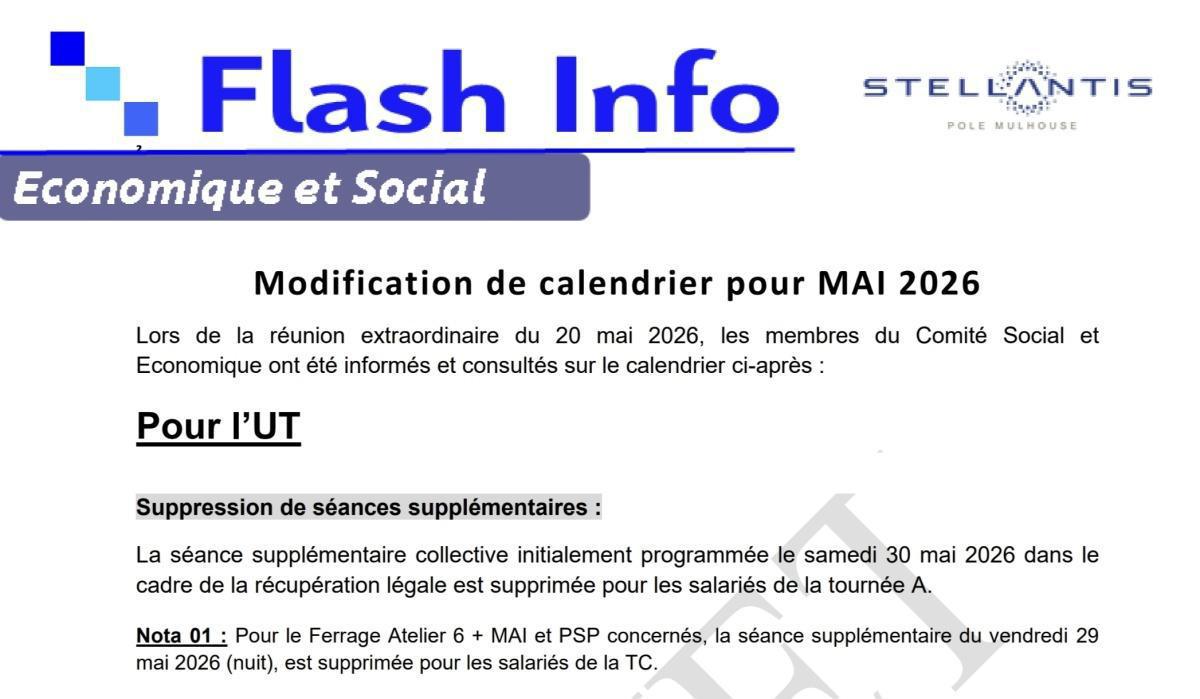 MULHOUSE: CSE EXTRA DU 20MAI 2026