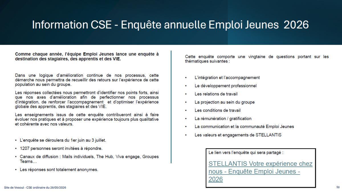 Quelques données utiles : CSE du 28 mai 2026