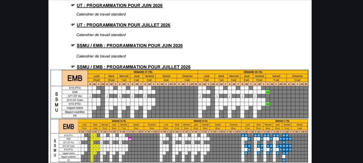 MULHOUSE : NOTE HORAIRE JUIN - JUILLET
