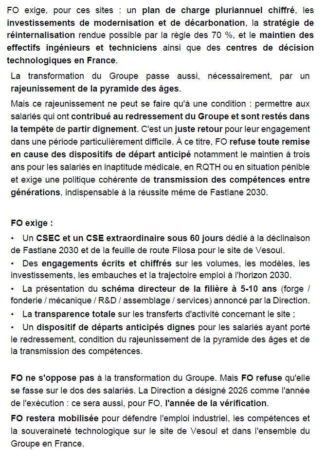 Délaration FO au CSE de mai Délaration FO au CSE de mai