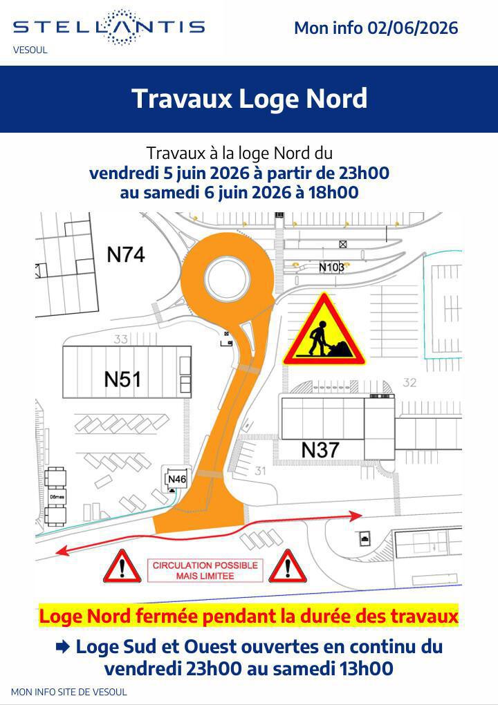 Travaux loge Nord 5 et 6 juin