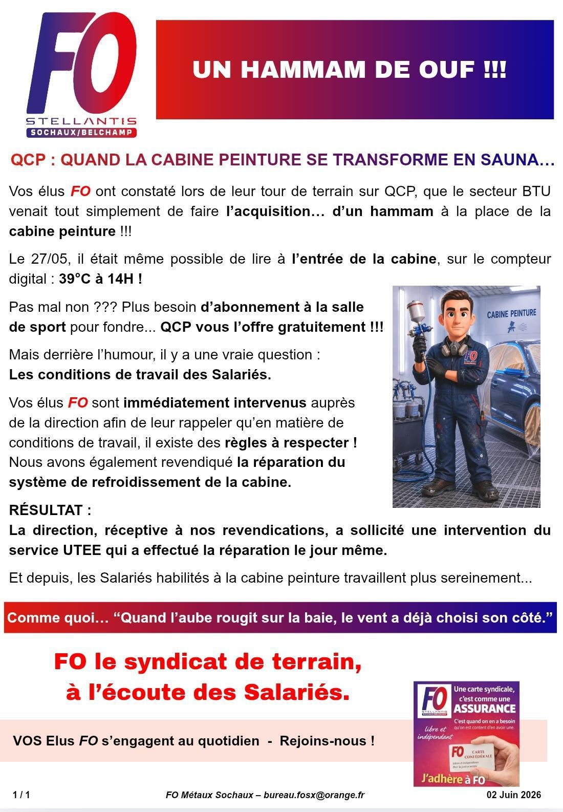 SX/BP: POUR L' AMÉLIORATION DES CONDITIONS DE TRAVAIL...