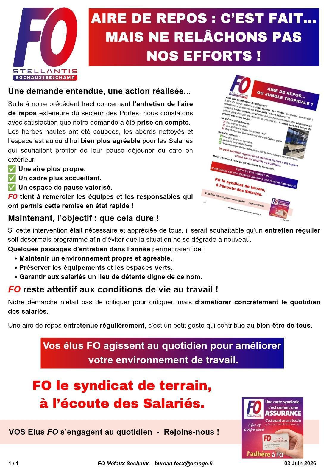 SX/BP: POUR L' AMÉLIORATION DES CONDITIONS DE TRAVAIL...