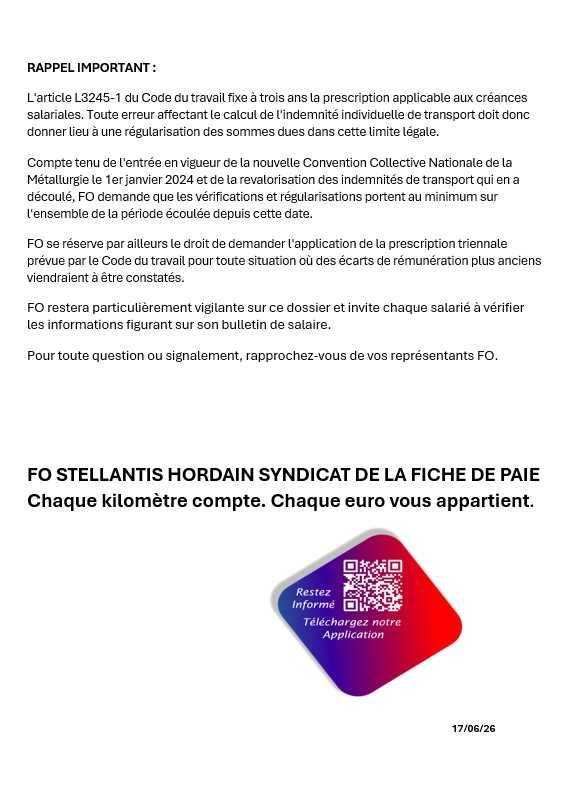  pour FO chaque kilomètre compte !