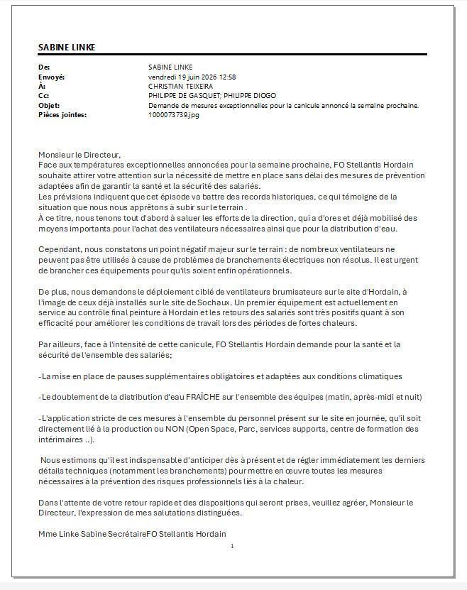 MESURES EXCEPTIONNELLES CANICULE