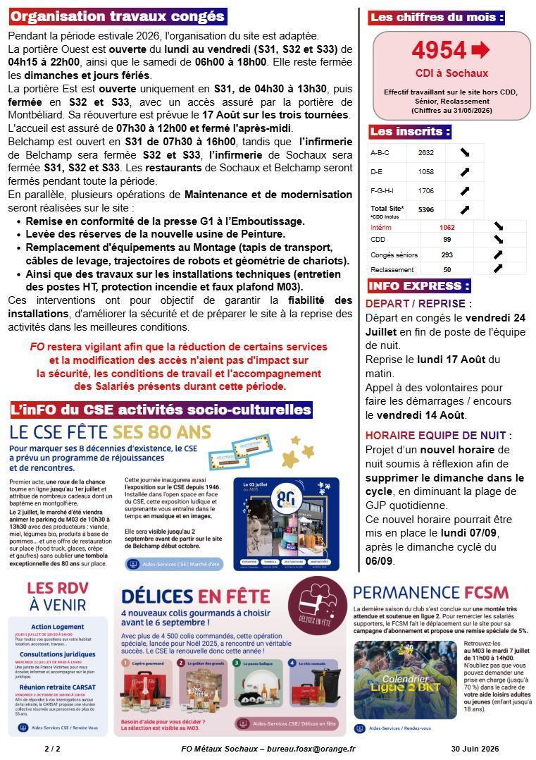 SX/BP: Tract InFO CSE ordinaire du 30 juin 2026