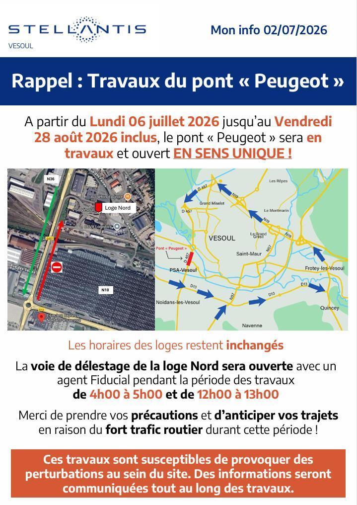 Travaux sur le pont "Peugeot"
