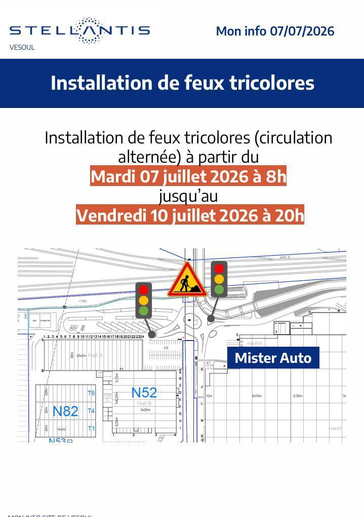 Travaux avec Feux tricolores Rond point Malusa
