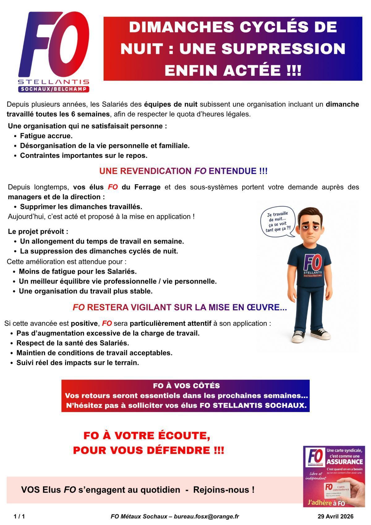 SX/BP: ''Suppression des dimanches cyclés ''