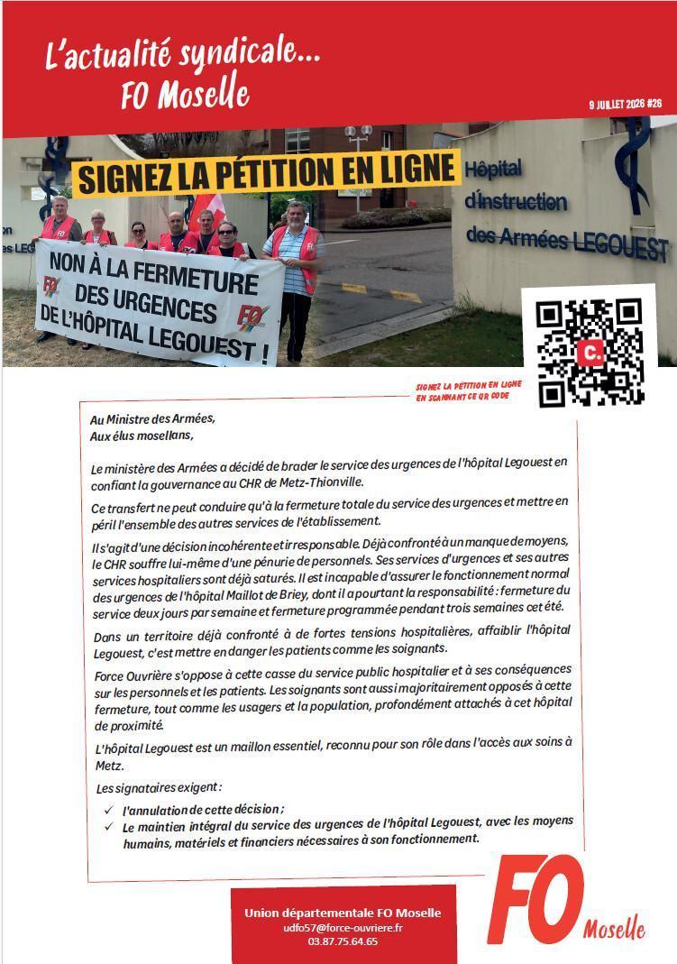 Pétition pour sauver les urgences LEGOUEST