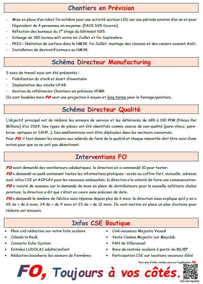 VES : Compte rendu CSE du 23 Juillet 2026
