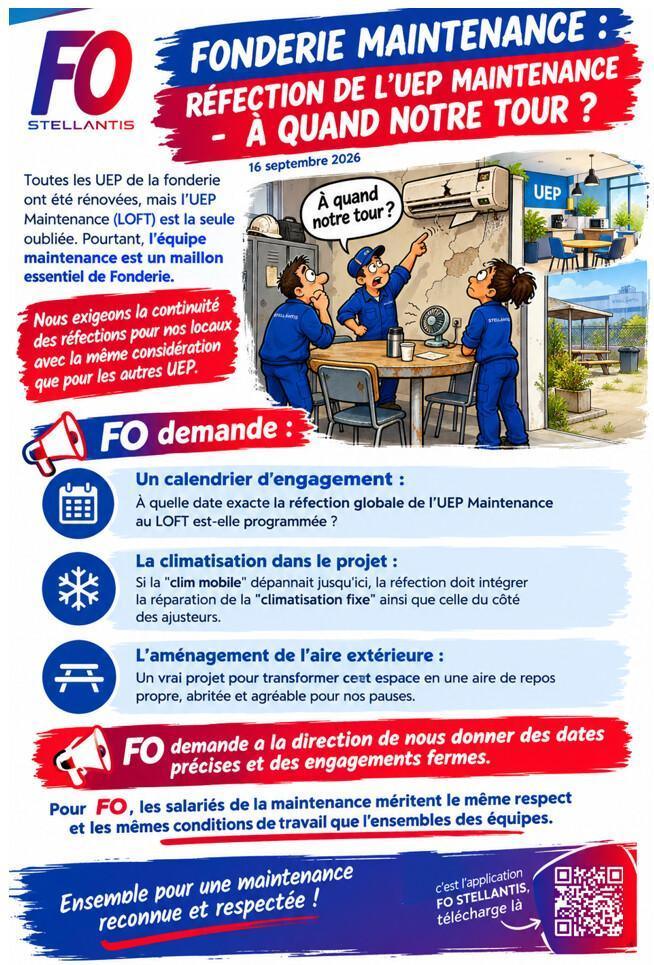 MU: FONDERIE MAINTENANCE - REFECTION DE L'UEP MAINTENANCE - A QUAND NOTRE TOUR ?