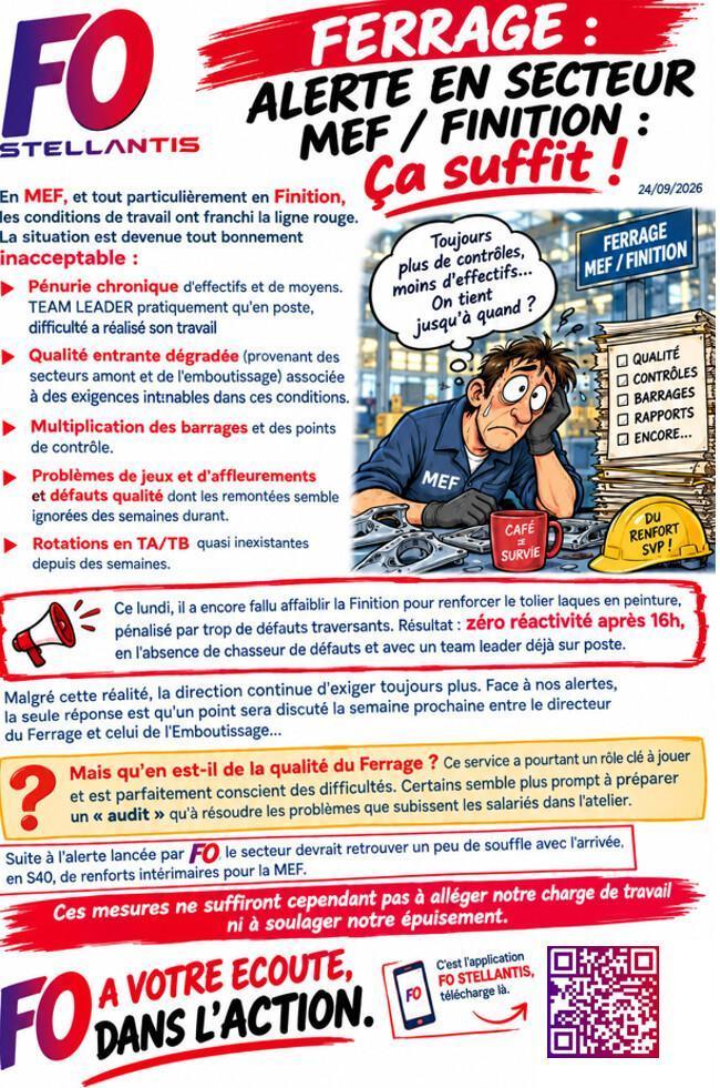 MU: FERRAGE : ALERTE EN SECTEUR MEF / FINITION : Ça suffit !