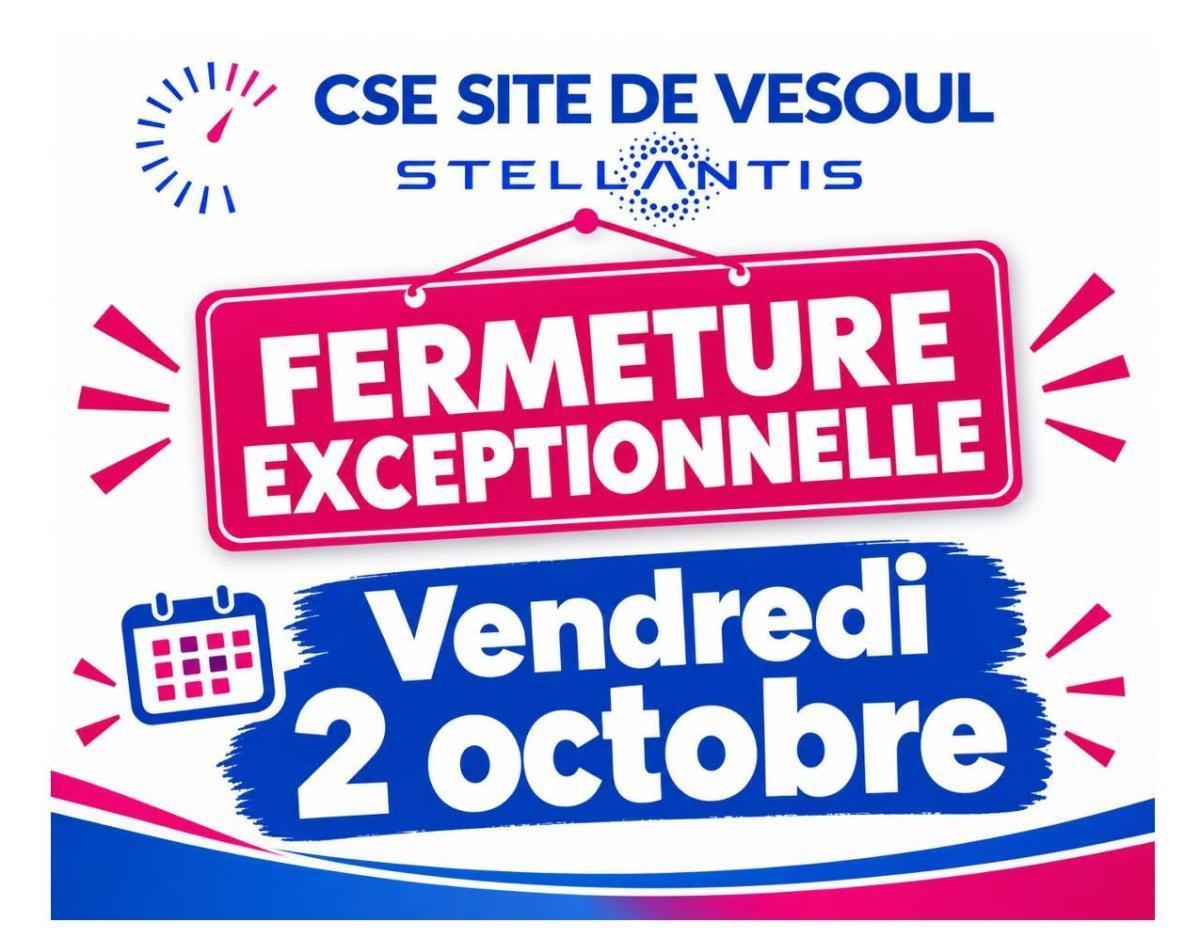 Fermeture exceptionnelle du CSE vendredi 2 octobre
