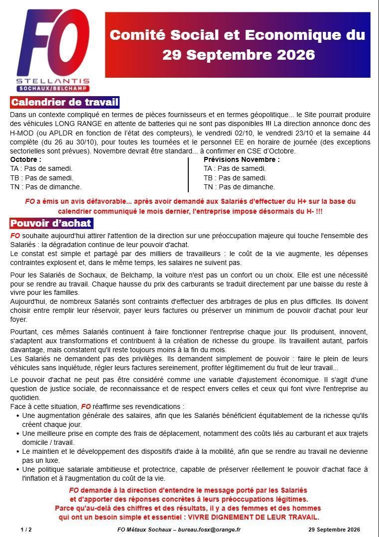 SX/BP: TRACT FO/ CSE du mois de Septembre 2026 