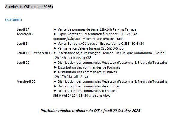 Compte-rendu du CSE ordinaire du 29 septembre 2026