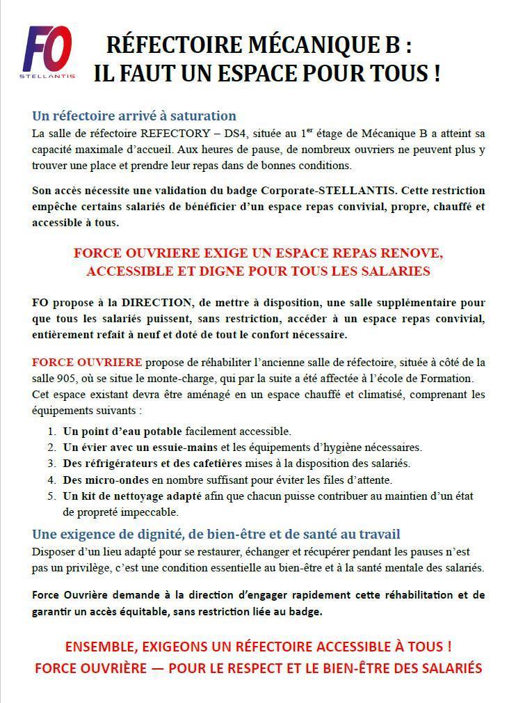 MU: RÉFECTOIRE MÉCANIQUE B : IL FAUT UN ESPACE POUR TOUS