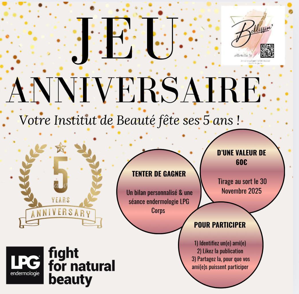Jeu Anniversaire des 5 ans de l'Institut de Beauté