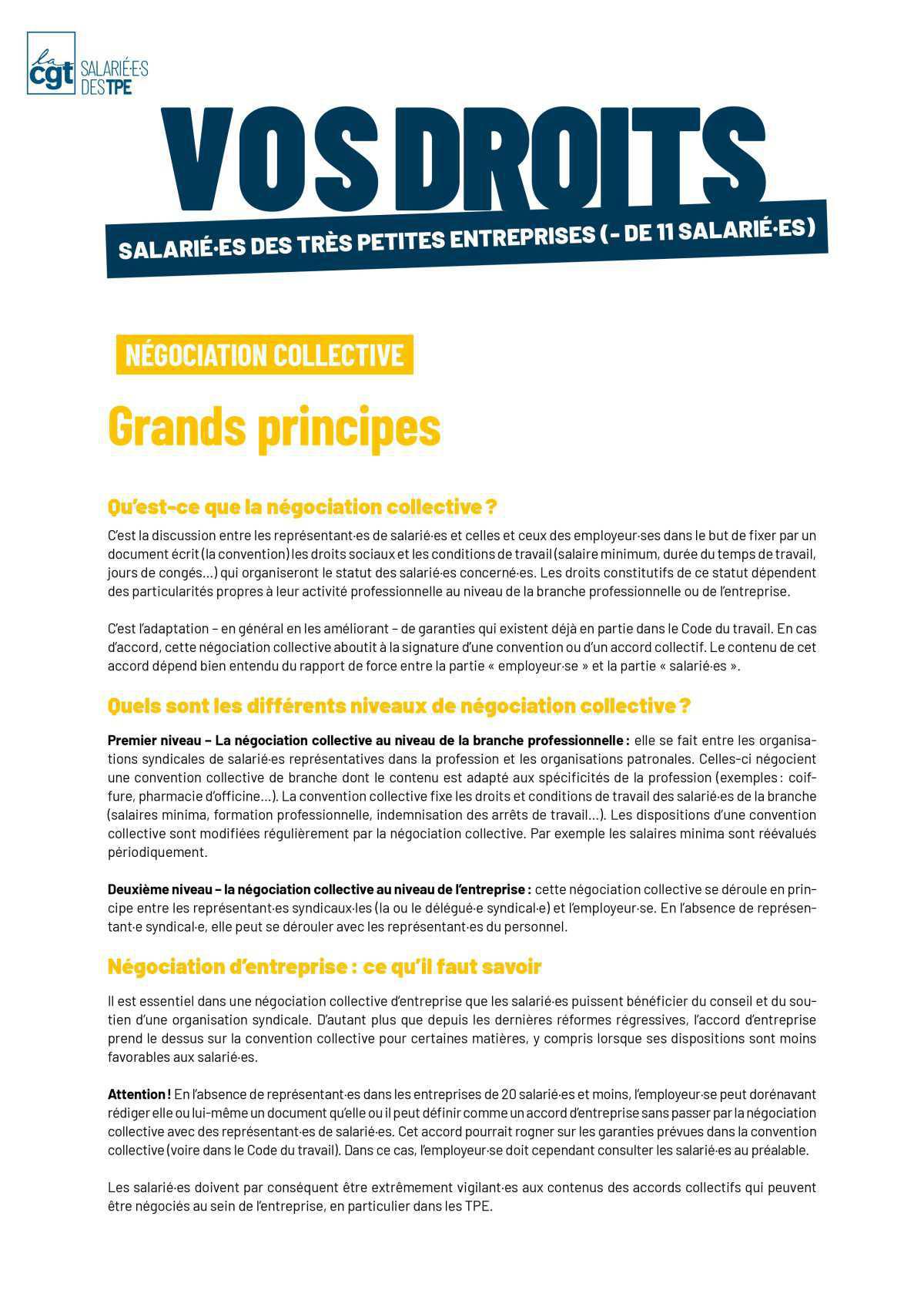 Négociations collectives : grands principes