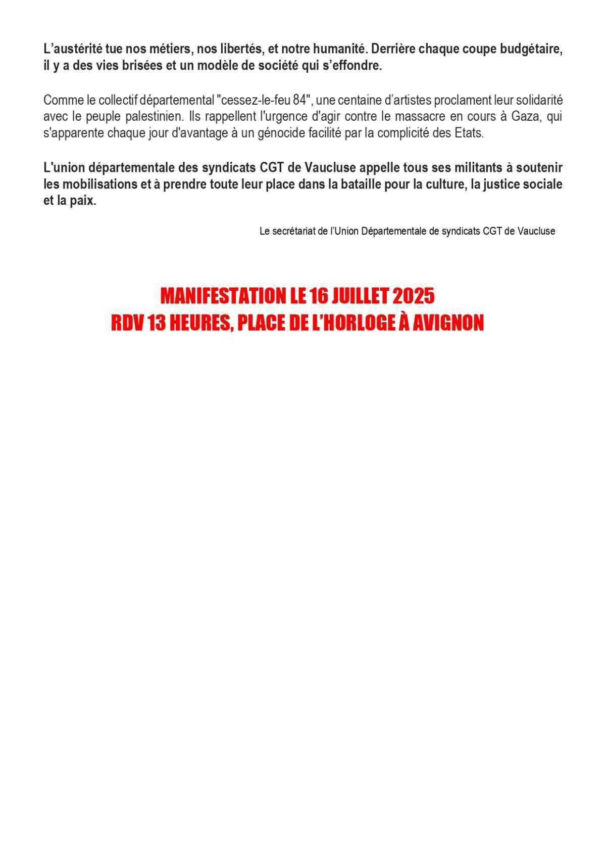 L'austérité tue la Culture, la mobilisation grandit 