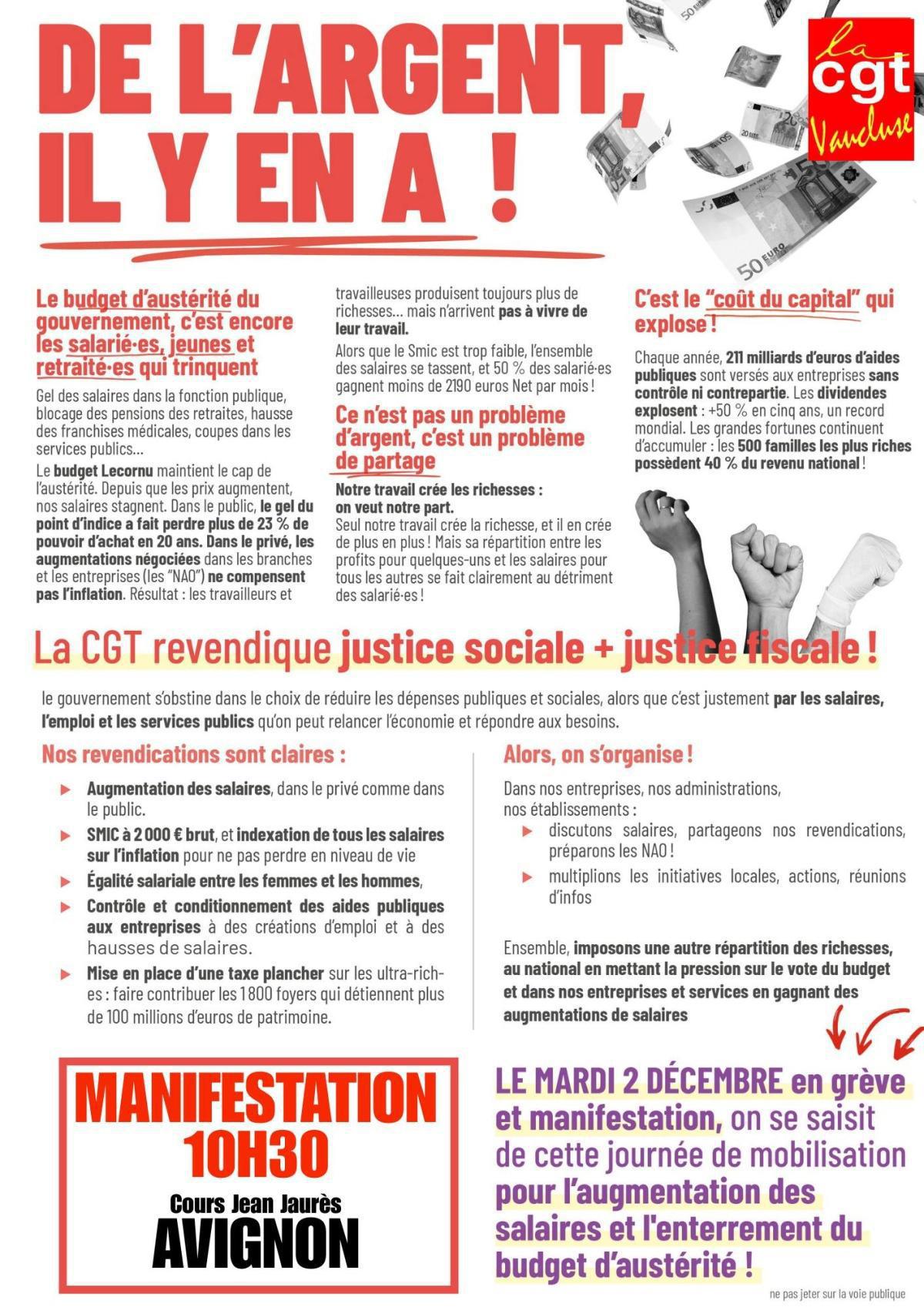 Manifestation 2 décembre 2025 à 10h30 Cours Jean-Jaurès - AVIGNON