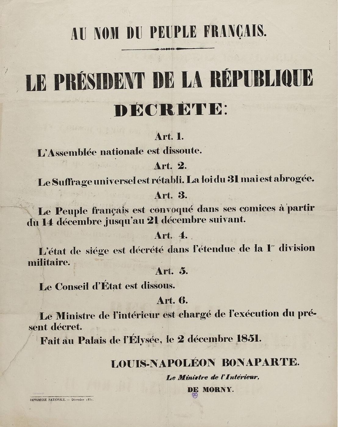 Le Coup d'État du 2 décembre 1851