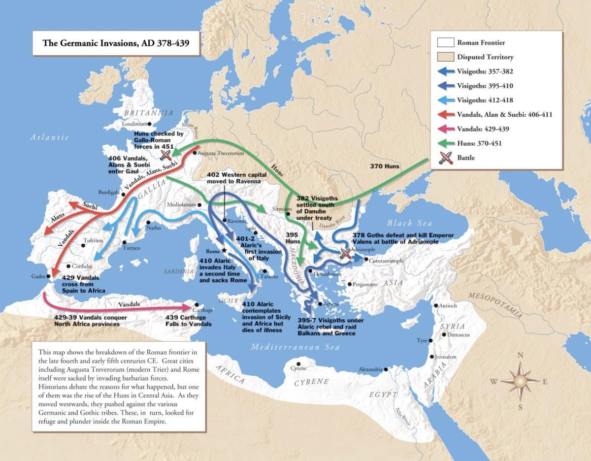 Les grandes invasions et la chute de l’Empire romain d’Occident 