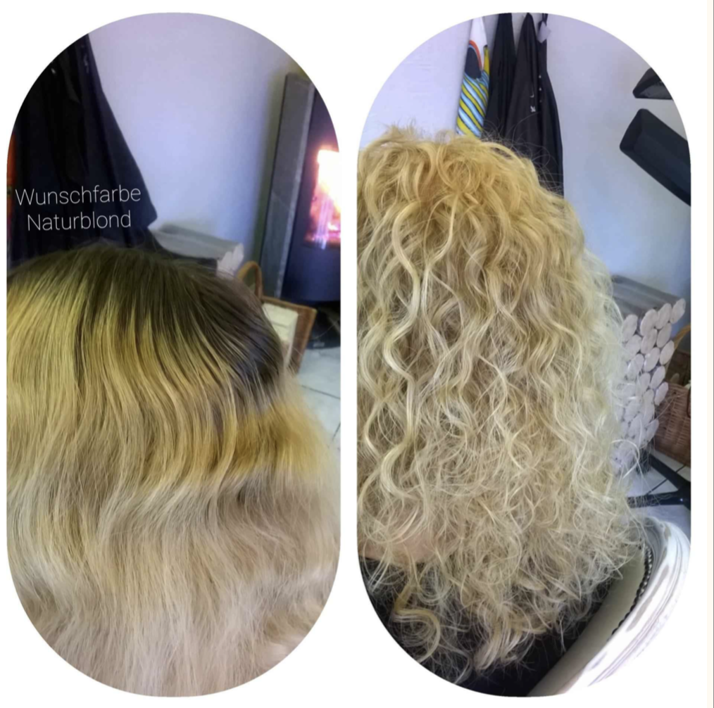 Naturblond gefärbt, statt Weißblond