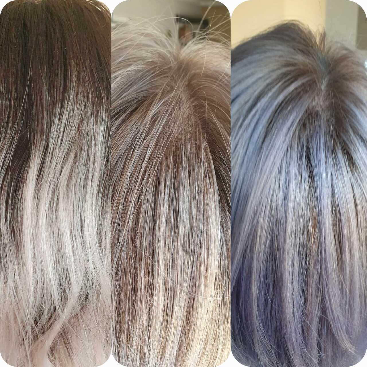 links Natur Ansatz/Mitte 3Fach Folien Balayage/rechts Modetönung