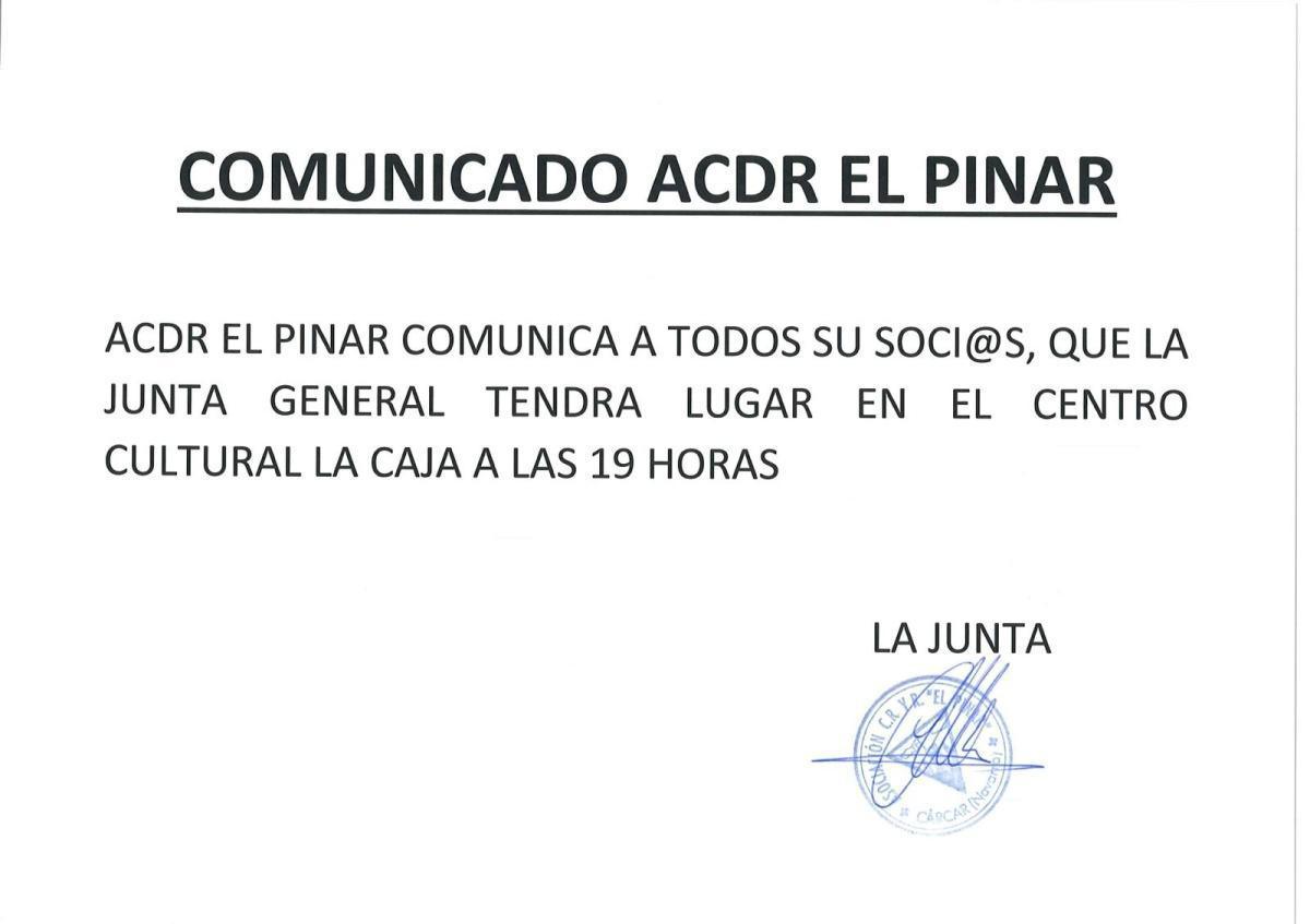 COMUNICADO ACDR EL PINAR COMUNICADO ACDR EL PINAR