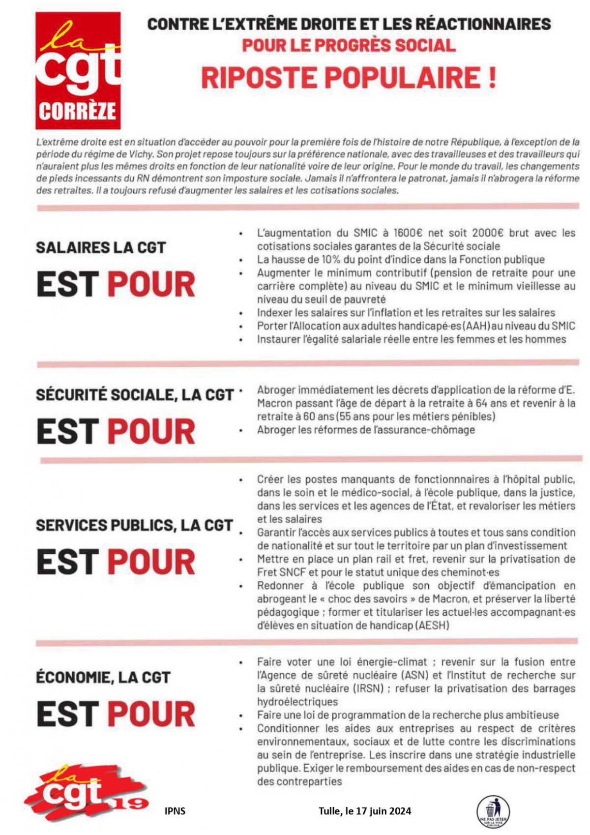 17 juin 2024 : Contre l'extrême droite et les réactionnaires
