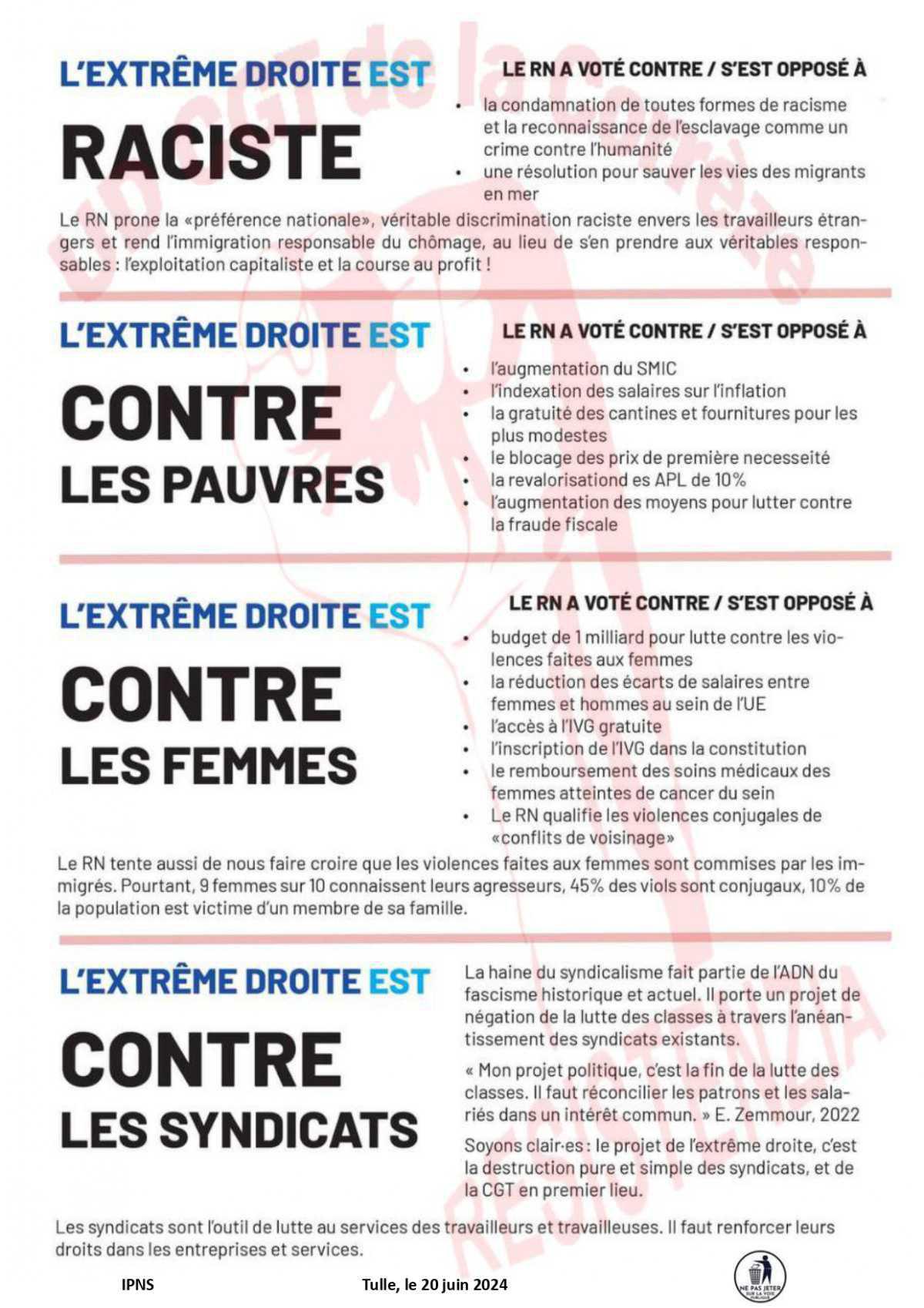 17 juin 2024 : Contre l'extrême droite et les réactionnaires
