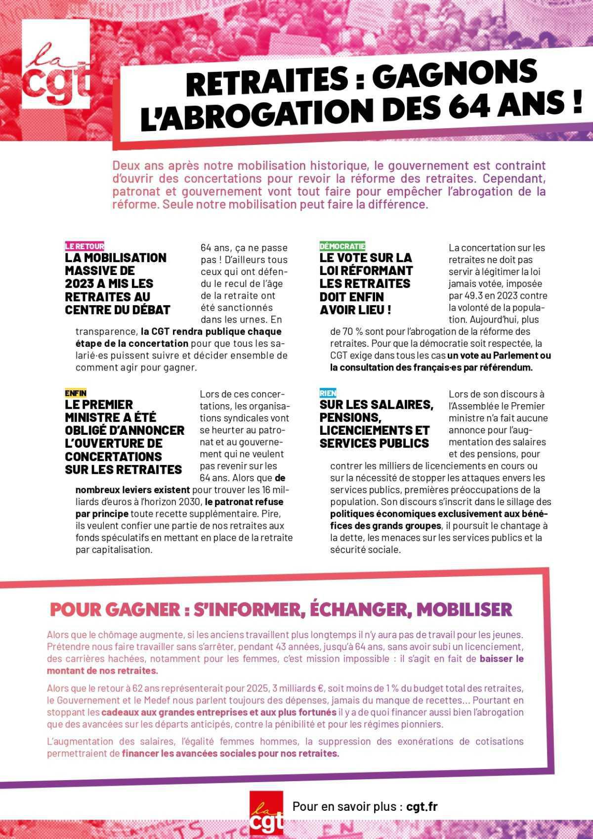 Retraites : Gagnons l'abrogation des 64 ANS ! Retraites : Gagnons l'abrogation des 64 ANS !