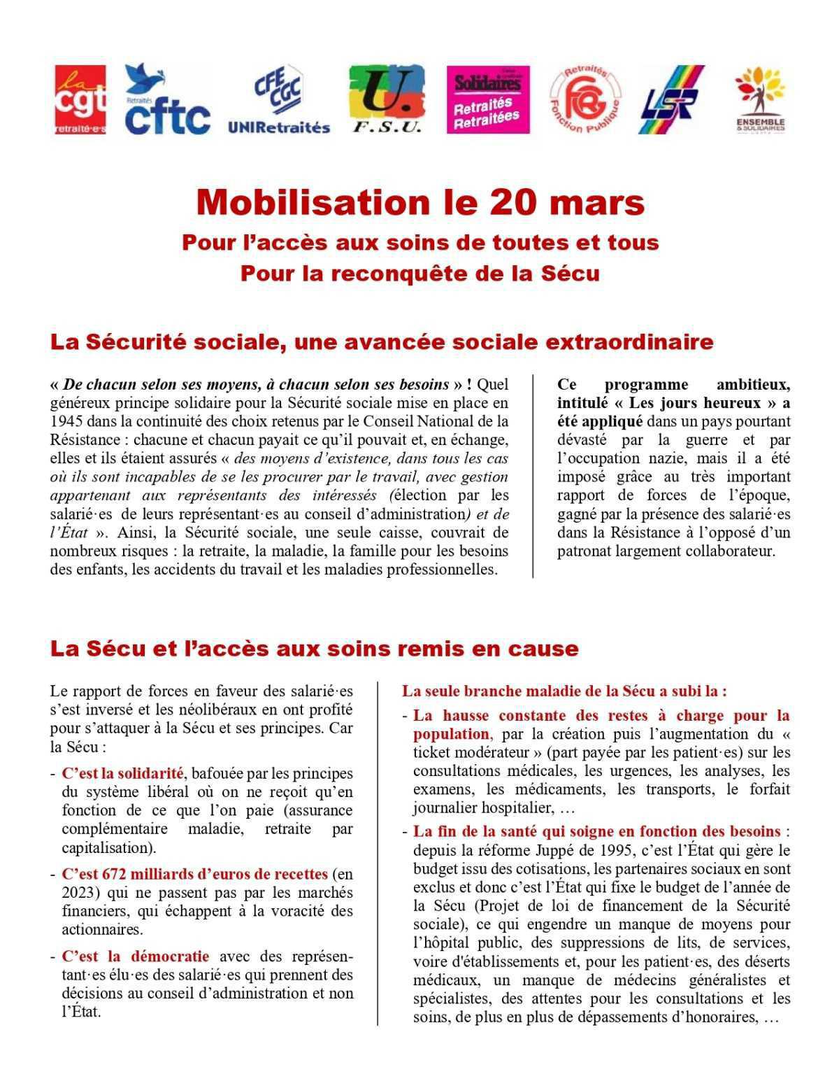 Action "Reconquête de la Sécurité sociale" à Limoges