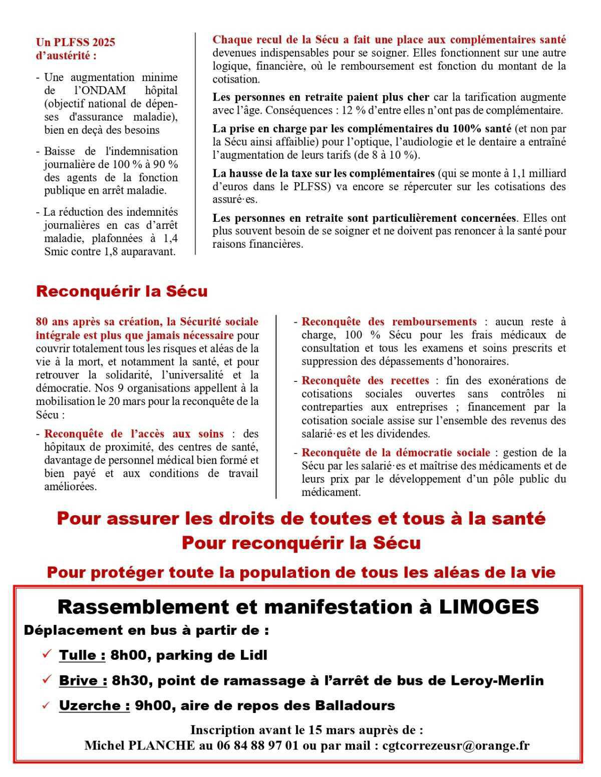 Action "Reconquête de la Sécurité sociale" à Limoges