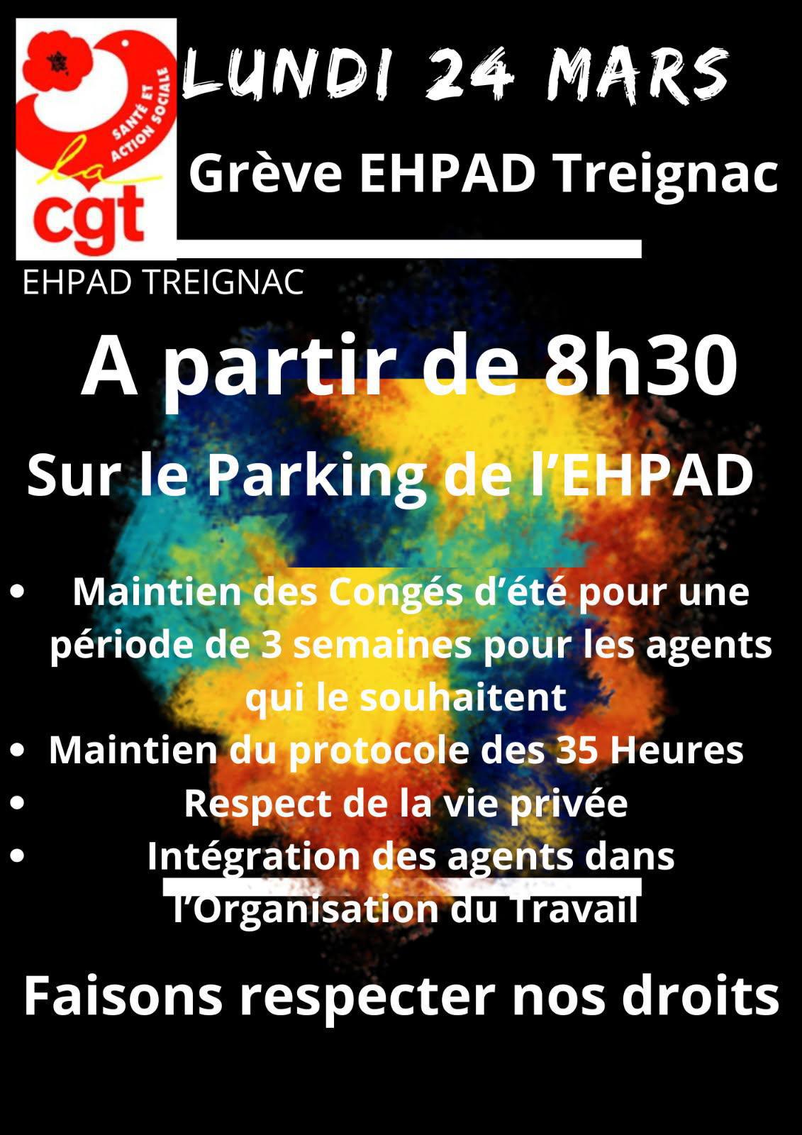 EHPAD Treignac : Soutien a la grève du 24 mars