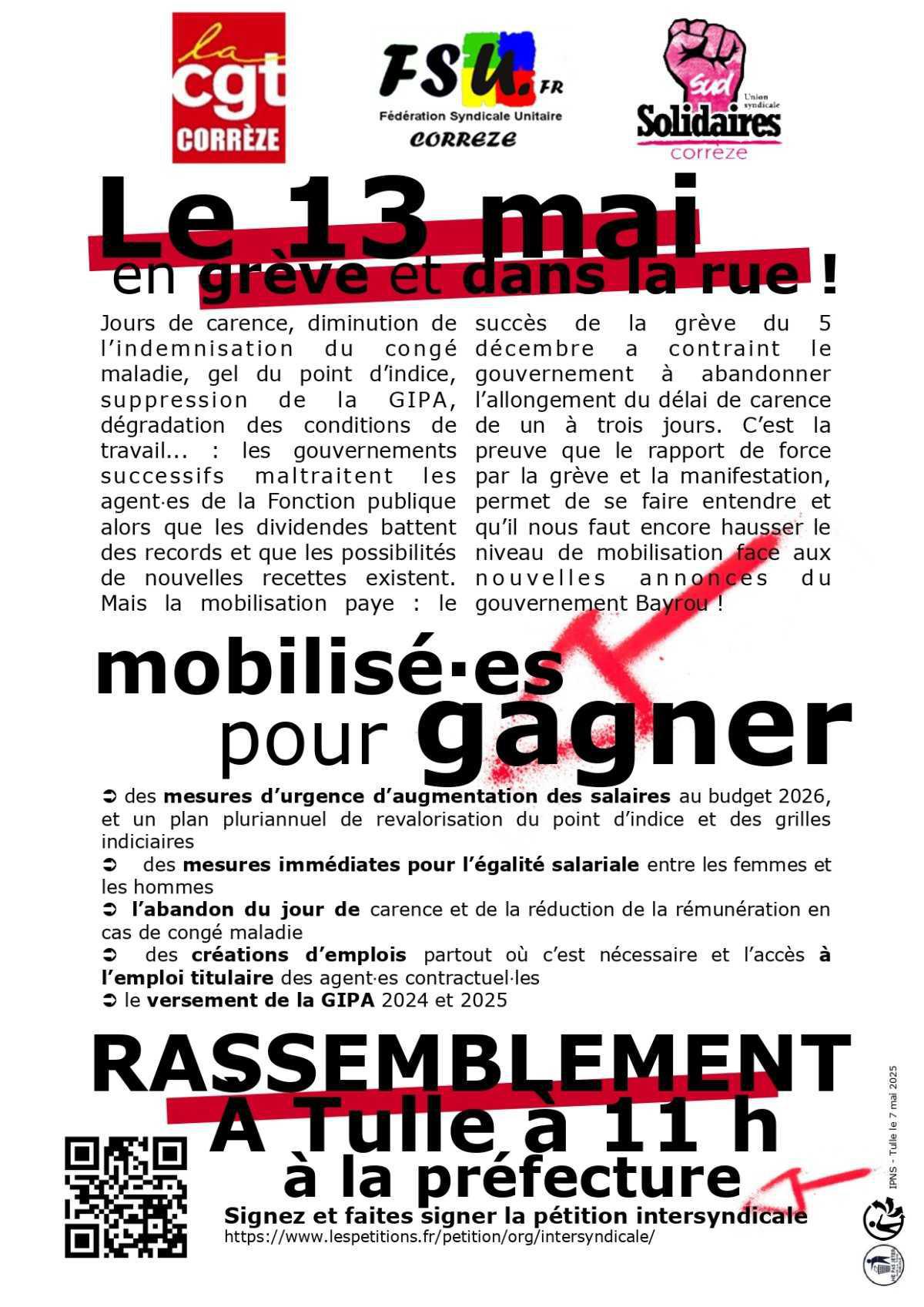 13 mai : une soixantaine de participants devant la PREF19 13 mai : une soixantaine de participants devant la PREF19