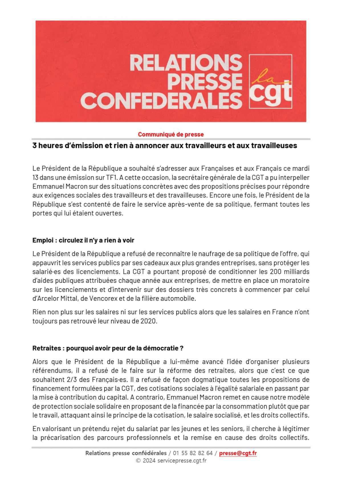 3 heures d’émission et rien à annoncer aux travailleurs et aux travailleuses