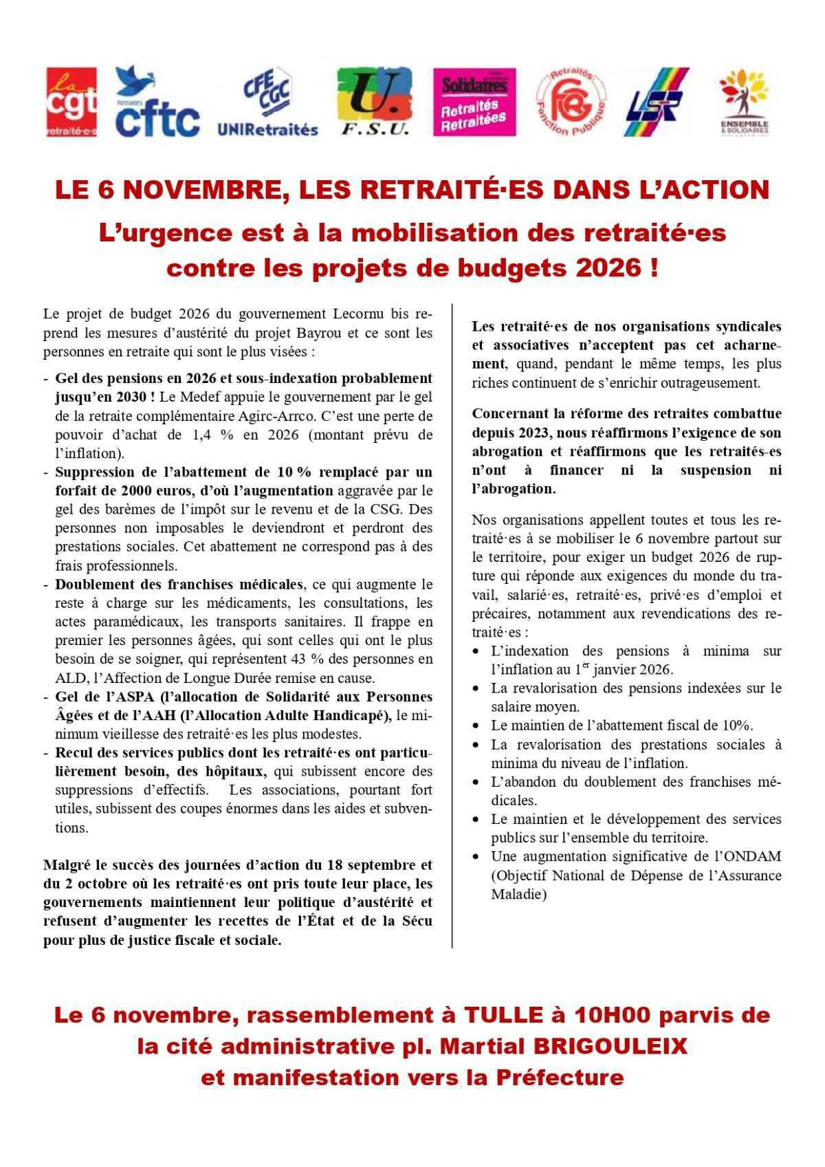 06/11 Appel des retraités contre les projets de budgets