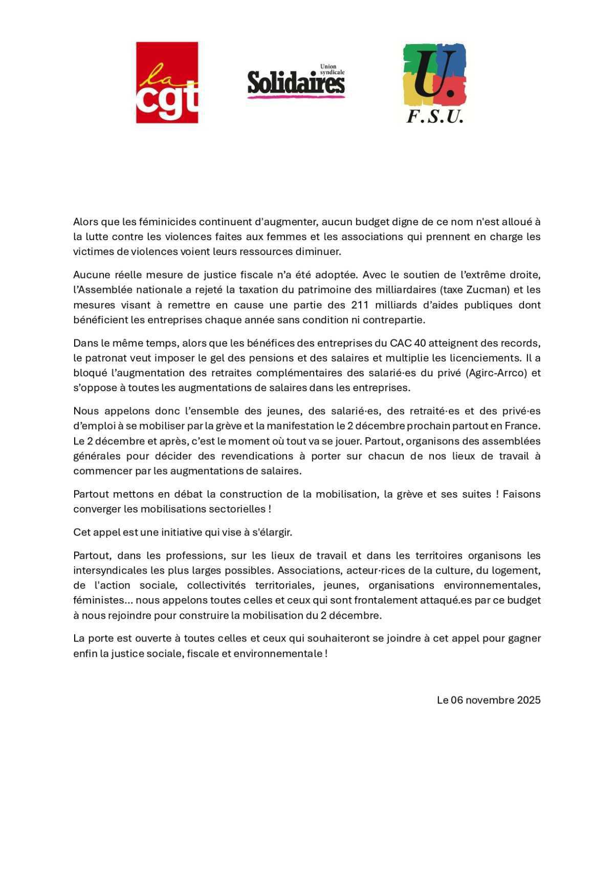 Le 2 décembre toutes et tous mobilisé·es contre l’austérité et pour nos salaires Le 2 décembre toutes et tous mobilisé·es contre l’austérité et pour nos salaires