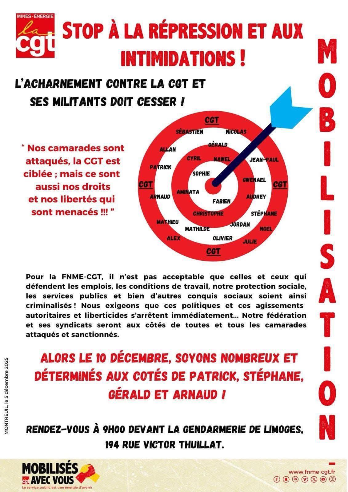 STOP à l'acharnement contre les militant.es