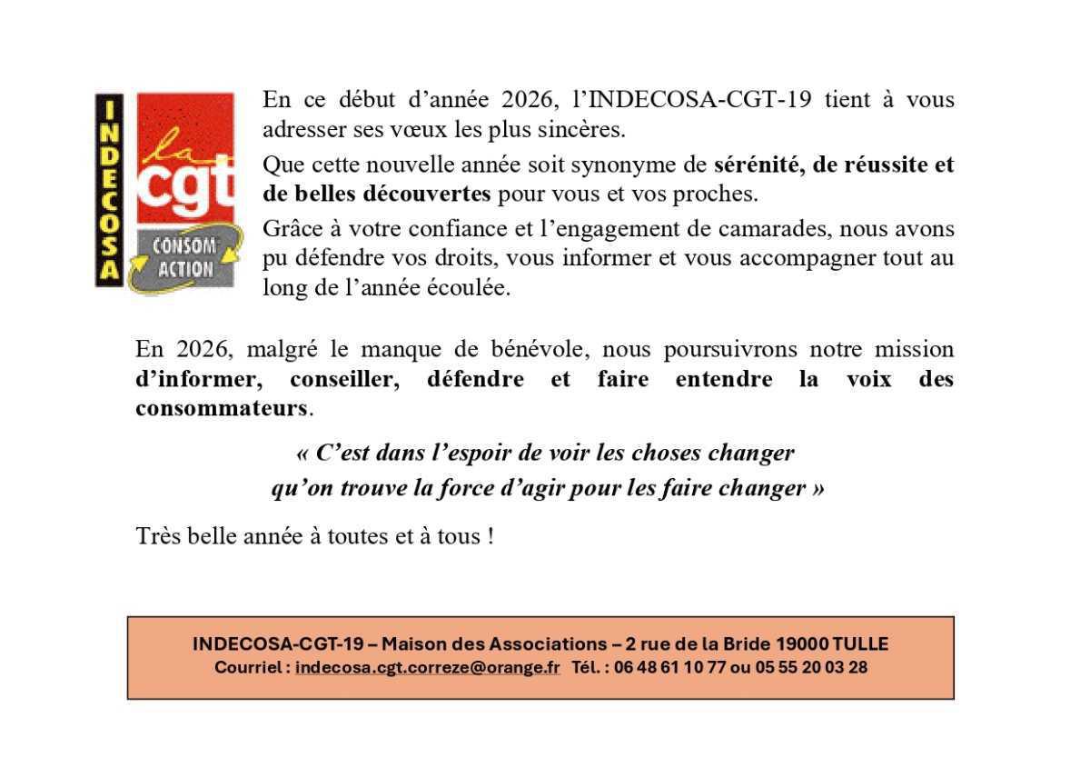 Vœux INDECOSA 19 aux adhérents