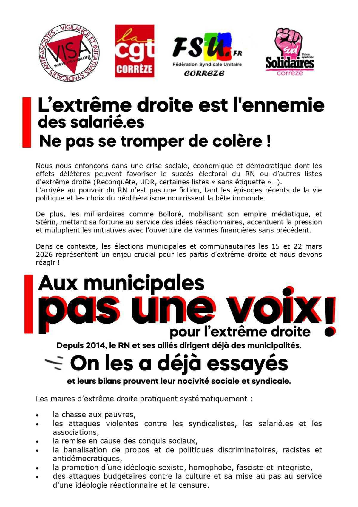 L'extrême droite est l'ennemie des salarié.es