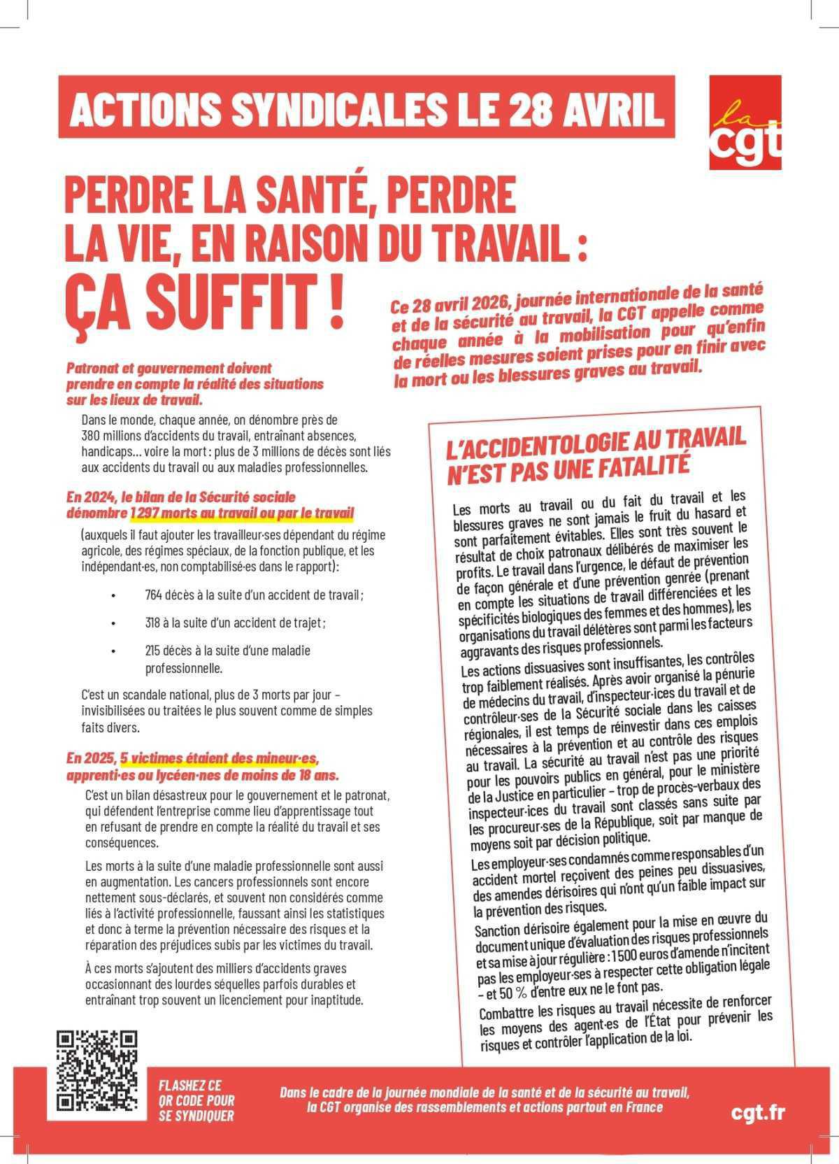 Perdre la santé, perdre la vie, en raison du travail : ça suffit ! Perdre la santé, perdre la vie, en raison du travail : ça suffit !