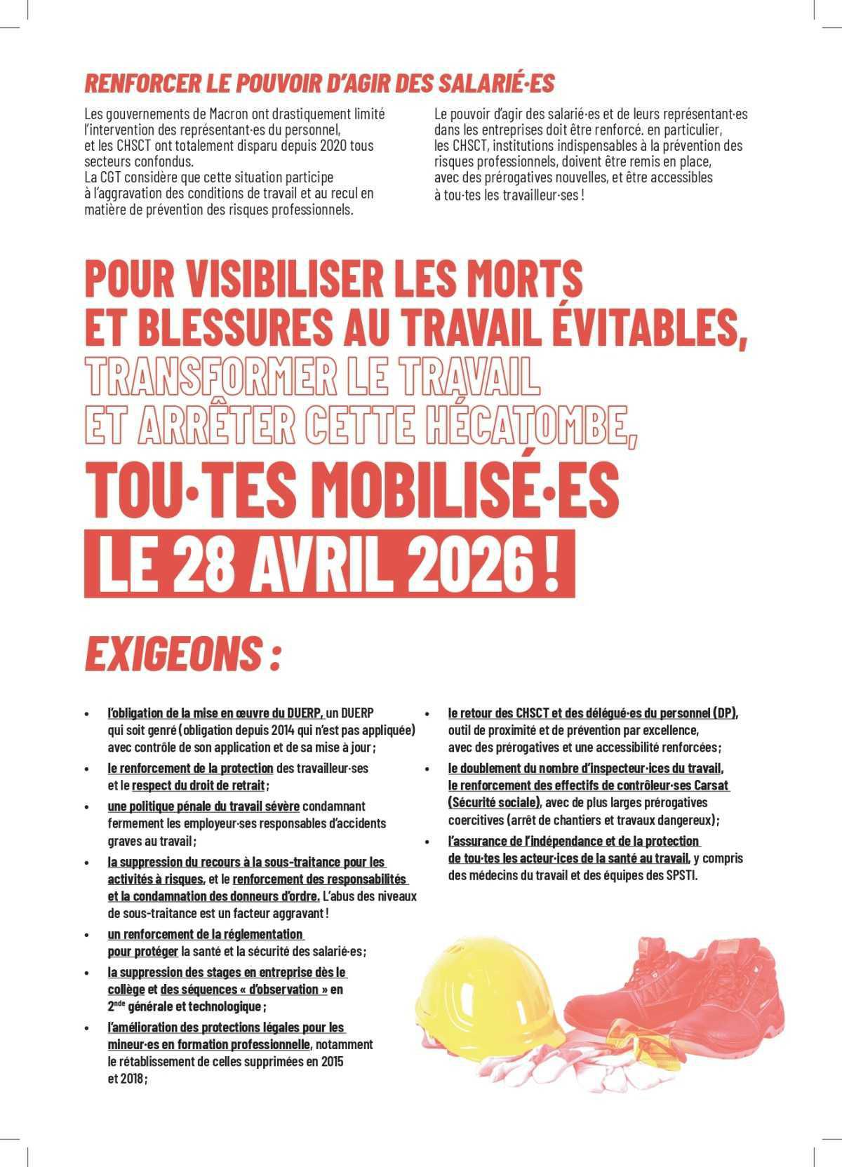 Perdre la santé, perdre la vie, en raison du travail : ça suffit !