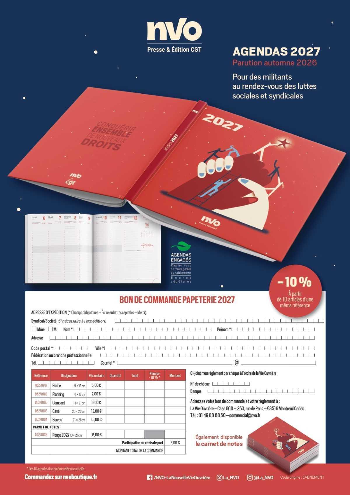 Nouveaux agendas 2027, disponibles dès maintenant !